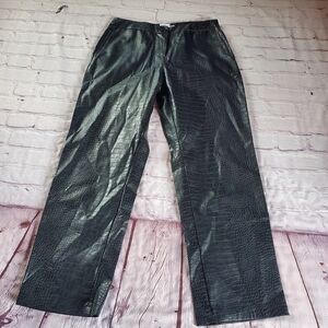 Princess Polly Faux Crocodile Leather Pants High-rise Straight Leg Black Size 6